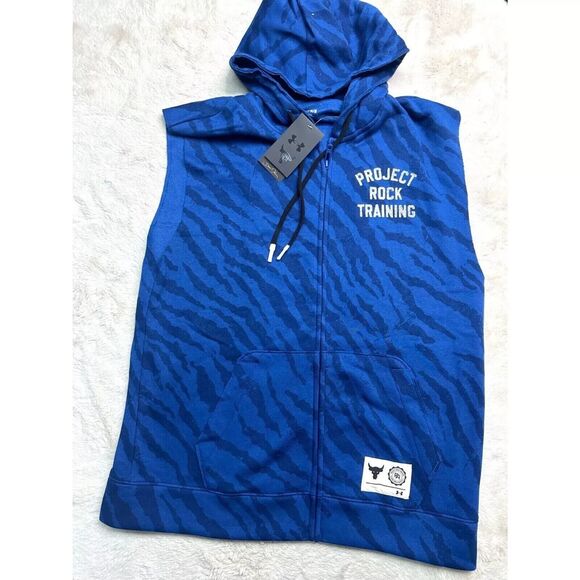 Under Armour Men's Large Project Rock Rival Fleece Sleeveless Hoodie NEW - Picture 4 of 13